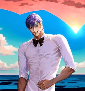 Un jeune homme sexy au bord de la mer sous un coucher de soleil, AOMINE DAIKI ,b3rli