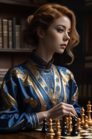 (masterpiece,best quality, ultra realistic,32k,RAW photo,detailed skin, 8k uhd, high quality:1.2), \Lilia (Mushoku Tensei)\, Playing chess, hyperrealistic art magic universe wind coming out of a computer screen, mystical shootingstars, artstation, James Gurney . extremely high-resolution details, photographic, realism pushed to extreme, fine texture, incredibly lifelike