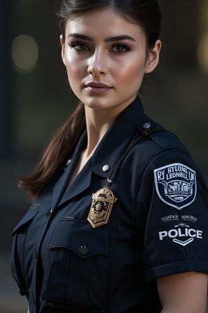 beautiful police girl in action,