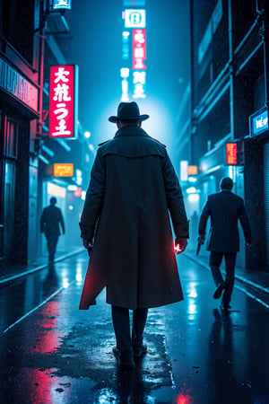 Tagline: "In the dark, they come to life."
Description: A detective in a futuristic city investigates a series of bizarre crimes that only occur at night. The poster features a neon-lit cityscape with dark, shadowy figures lurking in the alleys. The detective, wearing a trench coat and holding a flashlight, is seen walking through the rain-soaked streets, with a sense of tension and mystery in the air.