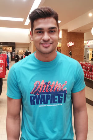 1boy, masterpiece, handsome, looking at viewer, blue eyes, 30yo, t-shirt, silky smooth hair, Taper Fade hair style, medium hair,cute smile random pose, shopping mall