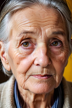 A portrait of an elderly person, with every wrinkle telling a story of a life well-lived, shot in natural light to capture the depth of expression and the soulful eyes that reflect wisdom and resilience.