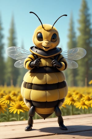 score_9, score_8_up, score_7_up, score_6_up, score_5_up, score_4_up, a bee, standing like a person, with a gun, surreal