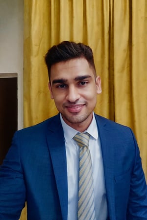 1boy, masterpiece, handsome, looking at viewer, blue eyes, 30yo, two piece suit, silky smooth hair, Taper Fade hair style, medium hair,cute smile, Jacket over shoulder ,hand on own chin,