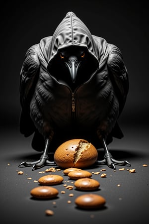 (((Black&white photography)))_(((Colour photography)))_(((Art photography, masterpiece)))_(((Epic full-body view of a hooded crow putting an old bread loaf before the wheels of a starting car1.7))), volumetric lighting,  dark palette, 28mm, t1/250, f14,  deep focus, high resolution and contrast and colour contrast,  intricately textured and extremely subtle detailed,  detailmaster2, side-light,  ultra quality,  fine artwork , Raw Photo