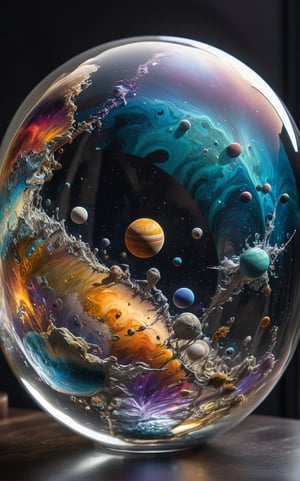  ((View through a big glass bubble into:1.6) another vibrant solar system:1.5), dark palette,  high resolution and contrast and colour contrast,  intricately textured and extremely subtle detailed,  detailmaster2,  side-light, (ultra quality,  fine artwork),art_booster,more detail XL