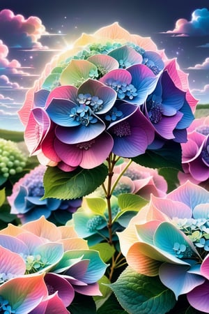 (((Colour photography)))_(((Art photography, masterpiece)))_(((the photograph of an endless holographic summer  Hydrangea shrub:1.7)))_(((background, grassy plain all over in pink/grey:1.3)))_(((in the sky fantastically formed clouds:1.3)))_volumetric lighting,  dark palette, 28mm, t1/250, f14,  deep focus, high resolution and contrast and colour contrast,  intricately textured and extremely subtle detailed,  detailmaster2, side-light,  ultra quality,  fine artwork , Raw Photo