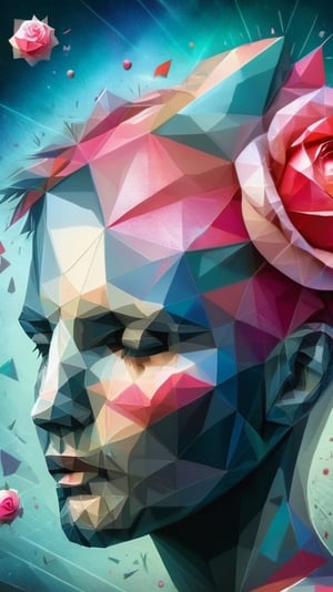 A dramatic All-Rose Collage, of different papers, different looks, different colours, intricately textured, structured and detailed,  deep focus, deep contrast, clear outlines, detailmaster2,  backlight,  dark palette,  ,aw0k collage,digital painting,oil paint,3D Mesh,DonMG30T00nXL, in the style of esao andrews,ral-polygon