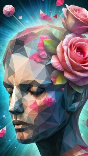A dramatic All-Rose Collage, of different papers, different looks, different colours, intricately textured, structured and detailed,  deep focus, deep contrast, clear outlines, detailmaster2,  backlight,  dark palette,  ,aw0k collage,digital painting,oil paint,3D Mesh,DonMG30T00nXL, in the style of esao andrews,ral-polygon