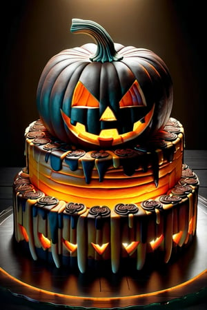 (((Art photography,  masterpiece)))_(((A Jack-o-lantern cake:1.5)))_dark palette, naturalistic colouring, volumetric lighting,  intricately textured and extremely subtle detailed,  detailmaster2,  ultra quality,  pastel art,  fine artwork , epic vision,  deep focus 