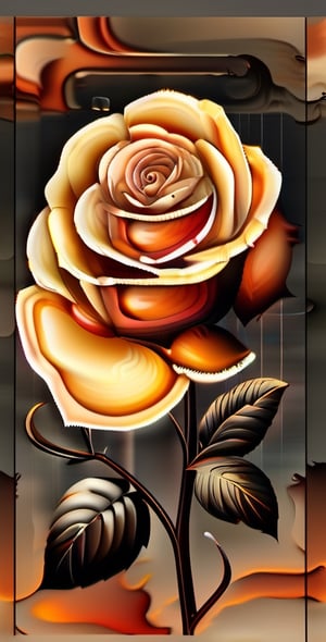 A rose plant, yellowish/reddish blossom, highlighted, orange/grey background,  dark palette,  high resolution and contrast,  high colour contrast,  intricately textured and detailed,  deep focus,  depth of field,  ultra quality ,ink art,Pomological Watercolor,DonM3x71nc710nXL,transparent fading,DonM1r0nF1l1ng5XL,DonMSp3ctr4lXL,DonMC0ff33Ch0c  