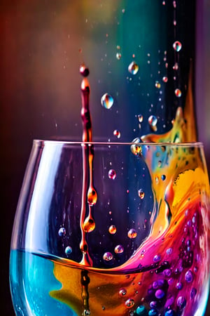  (photographic artwork)   close-up view of a glass of water inside which thick colour drops mix and morph  , dark palette , high resolution and contrast and colour contrast,  intricately textured and extremely subtle detailed,  detailmaster2,  side-light,  ultra quality,  fine artwork 