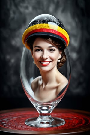  (photographic artwork, masterpiece) (((monochrome  image 80s style black and white) and red ), iyellow hue to the background)  a full-body  portrait  of a grinning  lady with a red hat in Rome, dark palette , transparent  fading,  resolution and contrast and colour contrast,  intricately textured and extremely subtle detailed,  detailmaster2,  side-light,  ultra quality,  fine artwork 