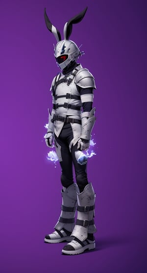 ((human male)), ((whole-body)), ((blue, white, and black colors)), helmet, chest armor, pauldrons, bunnytech, riot armor, post-apocalypic_fashion, Cyberpunk