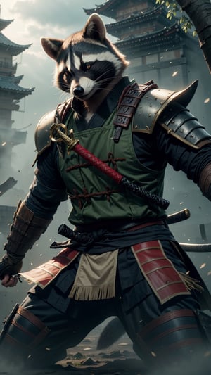 Racoon, samurai warrior, RPG, war