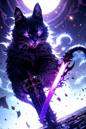 EpicGhost, cat, demon, cat holding sword