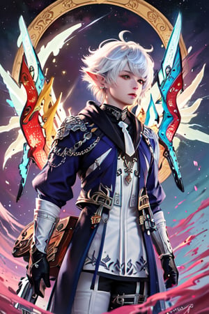 masculine young male, short-haired, (masterpiece, top quality, best quality, official art, beautiful and aesthetic:1.2), (1girl), extreme detailed,(fractal art:1.3),colorful,highest detailed,ppcp,kirara /(genshin impact/),mecha,Alphinaud, owl, beast, wings, wizards