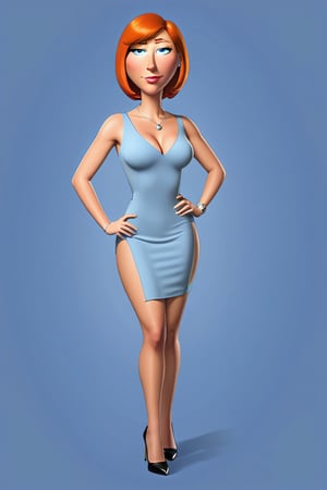 Create a sexy hyper-realistic digital full body photo of Lois Griffin from Family Guy, showcasing her beauty and confidence. She should be elegantly posed, with flawless skin, wearing a stylish and sophisticated outfit that accentuates her curves.