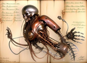 masterpiece, best quality, a photo realistic, mix H.R. Giger and Otto Dix, hyper detailed, have figure playing guitar,  bio mechanical, steampunk textures, intricate detail, grotesque,  flesh, violent,  deformed, robotic, cinematic lighting , extremely detailed CG,  setting,biopunk style,biopunk