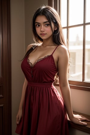 a 16 years old, young indian, 1girl, (((16yo))), (((beautiful))), ((lolicon)), beautiful, Isabella Manuela is a 16-year-old girl, beautiful, hourglass body, voluptuous, big breasts, round face, dark skin, light brown, green eyes. It has a natural beauty. Isabella Manuela is an intelligent and friendly teenager. He dreams of studying medicine at university and helping others. He is close to his family and is always willing to learn and help on the farm. She dresses in comfortable and practical clothes for school, but she also likes to wear more elegant dresses on special occasions.(((american shot))). (totale dark background), 1girl, masterpiece, best quality, high resolution, 8K, HDR, bloom, raytracing, detailed shadows, bokeh, depth of field, film photography, film grain, glare, (wind:0.8), detailed hair, beautiful face, beautiful girl, ultra detailed eyes, cinematic lighting, (hyperdetailed:1.15), , little_cute_girl, 1girl), little_cute_girl, 1girl, in the hacienda interior.