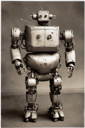 a fat worn down cybernetic robot, Mechanical parts