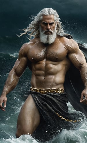 God Poseidon+,  young,  detailed skin++,  super muscular nude body+,  long thick gray hair+,  beard+,  big muscles+,  bondage,  holding golden trident,  fantasy,  golden armbands,  golden thong,  emerging from stormy ocean wave,  thunderstorm with rain,  lightning in a dark sky,  wet skin,  masculine,  modelshoot style,  (extremely detailed CG),  photographing a beautiful work of art,  (Antonio Moro),  (Jeremy Mann),  high detail,  sharp focus,  dramatic+,  (photorealistic),  intricate,  beautiful,  gigachad++, Landskaper, , , , , 
,Landskaper,greg rutkowski