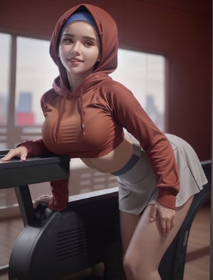 42d, smiling face, see trough gym outfit, background paris,by lee jeffries nikon d850 film stock photograph 4 kodak portra 400 camera f1.6 lens rich colors hyper realistic lifelike texture dramatic lighting unrealengine trending on artstation cinestill 800,photorealistic skin,crop shirt underboob,Detailedface,v4ni4, wearing hijab red,hijabsteampunk,crop top, wearing short skirt trensparant lwhite,wearing sunglass,(bent over:1.3),cropped hoodie underboob,rabbit pose