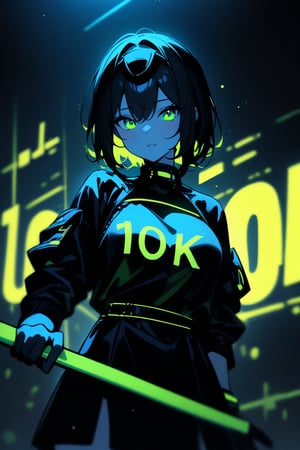 Signboard, text"10K", (((neon theme))), dark theme, vivid color, masterpiece, best quality, amazing quality, very aesthetic, absurdres, depth of field, score_9, score_8, score_7, score_6,sexy girl,  text as "10k", text as "10k",text as "10k"