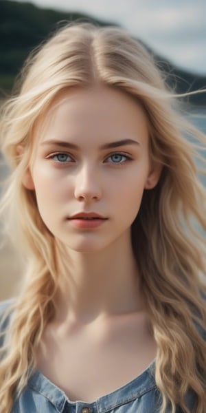 photorealistic,portrait of  Dutch teen girl, 16-years-old,  innocent face, (ultra realistic,best quality),photorealistic,Extremely Realistic, in depth, cinematic light, 1girl,(medium-long blonde  hair:1.4),outdoors,(front:1.3),(standing:1.3),seaside,cloudy sky,High-low skirt,(cowboy_shot:1.2),navel wavy hair, perfect lighting, vibrant colors, intricate details, high detailed skin, pale skin, intricate background, realism,realistic,raw,analog,portrait,photorealistic, taken by Canon EOS,SIGMA Art Lens 35mm F1.4,ISO 200 Shutter Speed 2000,Vivid picture,(((Accurate eyes))),Photorealistic:1.4,Dutch teen