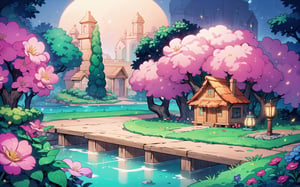 (Masterpiece, Best Quality:1.3), insaneres, top quality, (8k resolution wallpaper), (extremely detailed), 2d, in the style of beatrix potter, manga, illustration, (fantasy), thick lineart, outline, sugar_rune, animal, personification, flower, bar, stool, (no humans), overgrowth, (small details:1.2), fairytale, wonder, dreamy, (minigirl:1.3), outdoors, leaves, (nature), small bridge, (deep depth of field), 85mm, hyperrealistic, film grain, dynamic, surreal, architecture, miniature, (garden, valley, river, brook), fantasy realm, shadow, blurry foreground, path, seaside, beautiful, fantastic landscape, (intricate details), mystical, (natural lighting:1.1), country cottage, cozy, min waterfall, bloom, (smooth, rounded corners), white vignetting, (volumetric lighting:1.3), best shadow,ISO_SHOP
