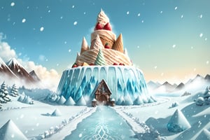 Score_9, Score_8_up, Score_7_up, (masterpiece, best quality), (insaneres), 8k resolution wallpaper, hyperdetailed, sweetscape, full background, fantasy, sugar, shiny, (isometric:1.2), tilt-shift, (oversized ice cream, ice cream mountain), frosty, beautiful, snowing, cold, winter (season), smooth, dripping, tilt-shift, fog, atmosphere, landscape, falling snow, blizzard, (deep depth of field), sprinkles, sugar, glitter, volumetric lighting,  (Extremely detailed, intricate details),Low-key lighting Style