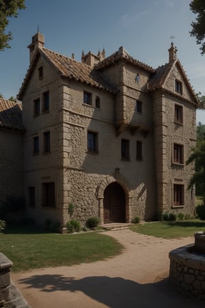 Villa medieval pastizales de trigo, ambiente de referencia el señor de los anillos y the Witcher