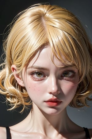 portrait,1girl, wavy short hair,light yellow hair,EpicMakeup