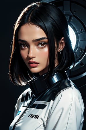 Minimalist painting of sci - fi character design in the style of Olivia De Berardinis. model Gizele Oliveira,Realism