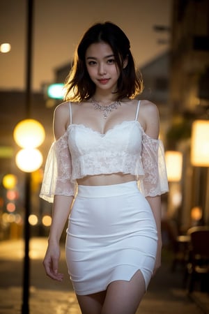 (Best quality, 8k, 32k, Masterpiece, Photoreal, high contrast, UHD:1.2),Photo of Pretty Japanese woman, 1girl, 22yo, (shoulder-length dark brown updo hair), double eyelids, highly detailed clear and symmetrical glossy eyes, glossy lips, natural round large breasts, wide hips, slender legs, soft curves, (pale skin:1.2), clean skin, detailed skin texture, necklace, (translucent) blouse, see through, loose long skirt, pumps heels, (midnight, night:1.3), dating at seaside, sharp focus, sexy face, (looking away), legs focus, highly details, perfect photo, soft and bouncy body, beautiful tits, beautiful legs, detailed eyes, detailed facial, detailed hair, detailed fabric rendering,epiC35mm,