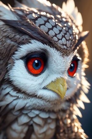 a close-up of the eyes of an owl
