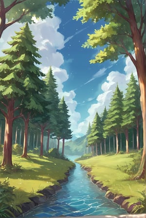 score_9, score_8_up, score_7_up, source_anime, illustration, watercolor, outdoors, inside a forest cloud, sky, water, rainbow, day, detailed_background,
