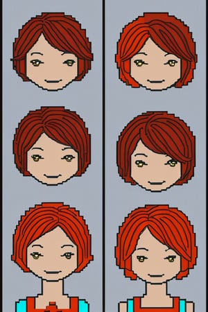 (woman), GirL8,red head,, short hair, pixel art