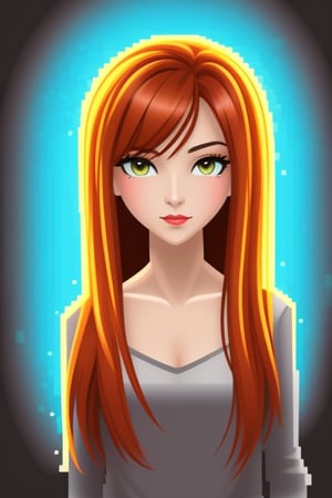 (woman), GirL8,red head,, short hair, pixel art,<lora:659111690174031528:1.0>