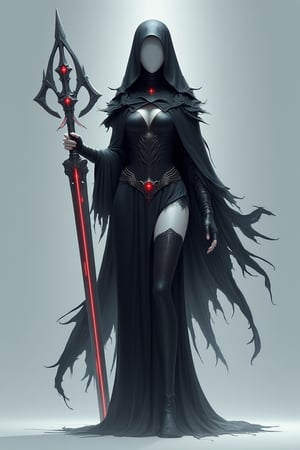 minimalis and simple, WLOP style, ghostblade, thighhighs,  woman nun holding weapon, gothic,  fantastic,  Unreal Enginer 5, realistic