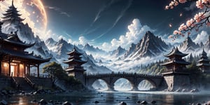 High altitude mountain river and cloud landscape backgroud, temple ,windy,  fog,mortals cultivate immortals, masterpiece, best quality, beautiful and perfect face, random color dress, action move, torn clothes ,super detailed, super realistic,super fine detail depiction, high resolution, abstract beauty, stand, approaching perfection, pure form, unfinished, intricate details, 8k post production, high resolution, hyperdetailed, trending on artstation, sharp focus, intricate details, highly detailed, cinematic, cinematic lightings, cinematic film color, perfect hand, high detail, high detail skin, real skin, 8k, high_resolution, high quality,dark anime,niji style,dark fantasy,Orient Style,ghibli style,realistic,painting sketch,flat design,anime style,3D rendering,acrylic,water color,xxmixgirl