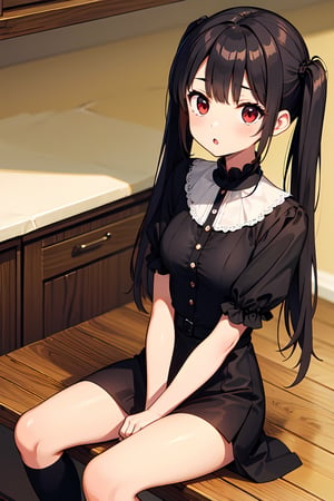 (absurdres,  highres,  ultra detailed,  high resolution: 1.1),
BREAK
1girl, solo, medium breasts, upturned eyes, :o,
BREAK
Caucasian skin, twin tail, black hair, red eyes,
BREAK
over kneehighs, mourning dress,
BREAK
hand between legs, sitting, looking up, day, blue sky, Black Roses, looking at viewer,
BREAK
nice hands, perfect hands,