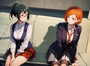A girl, short hair, orange hair, fashionable, student uniform,nobara kugisaki