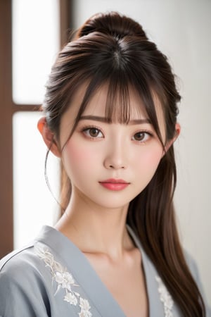 ((top quality))((masterpiece))((Portrait))asian japanese girl,Exquisitely detailed symmetrical face(realistic iris)(realistic pupils)focus on the face

