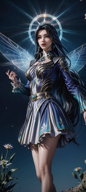 A girl,singing solo (beautiful and beautiful, wearing a blue fairy tale dress, beautiful big eyes, long eyelashes, extra long hair, blue fairy tale headwear, exquisite earrings, exquisite necklace, flying in the air),holding a long piece of paper filled with words,long rolls,dancing ribbons,32k,
Background (palace background, full moon, flowers, daisies, birds, lilies, lotus, grassland):1.5,sky,forest,lakes,32k,masterpiece,best quality,Unreal Engine 5 rendering,movie lighting,movie shots,movie special effects,details,HDR,ultra high definition,8K,CG wallpaper,Swallowed star 