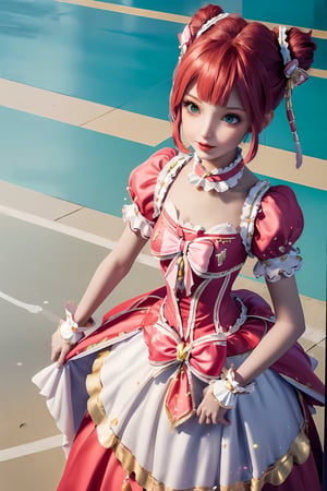 a close up of a person in a dress on a beach, cute anime waifu in a nice dress, anime girl cosplay, loli in dress, anime cosplay, style of magical girl, high quality costume, sakura from cardcaptor sakura, ornate cosplay, belle delphine, cosplay of a catboy! maid! dress, fantasy outfit