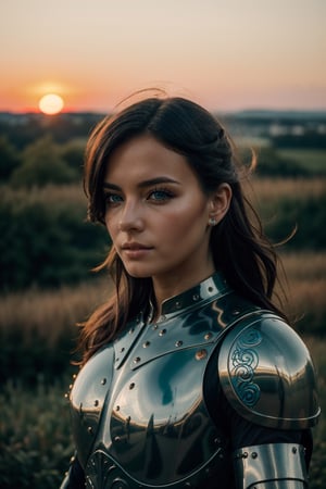 masterpiece,cinematic, filmic image 4k, 8k ,,(masterpiece), (extremely intricate:1.3), (realistic), portrait of a girl, the most beautiful in the world, (medieval armor), metal reflections, upper body, outdoors, intense sunlight, far away castle, professional photograph of a stunning woman detailed, sharp focus, dramatic, award winning, cinematic lighting, , volumetrics dtx, (film grain, blurry background, blurry foreground, bokeh, depth of field, sunset, motion blur:1.3), chainmail,exposure blend, medium shot, bokeh, (hdr:1.4), high contrast, (cinematic, teal and orange:1.4), (muted colors, dim colors, soothing tones:1.3), low saturation,