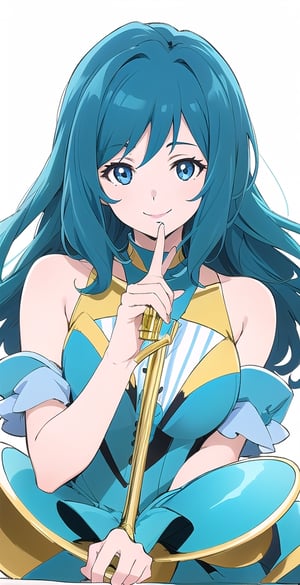 woman, long hair, (saturated colors: 1.1), smile, (white and light blue-background: 1.1), (hibike euphonium-style: 1.1)