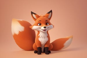 happy, singing, fox tails, fox ears, tears,3d style,3d,3d render