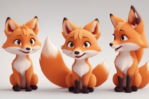 happy, singing, fox tails, fox ears, tears,3d style,3d